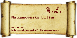 Matyasovszky Lilian névjegykártya